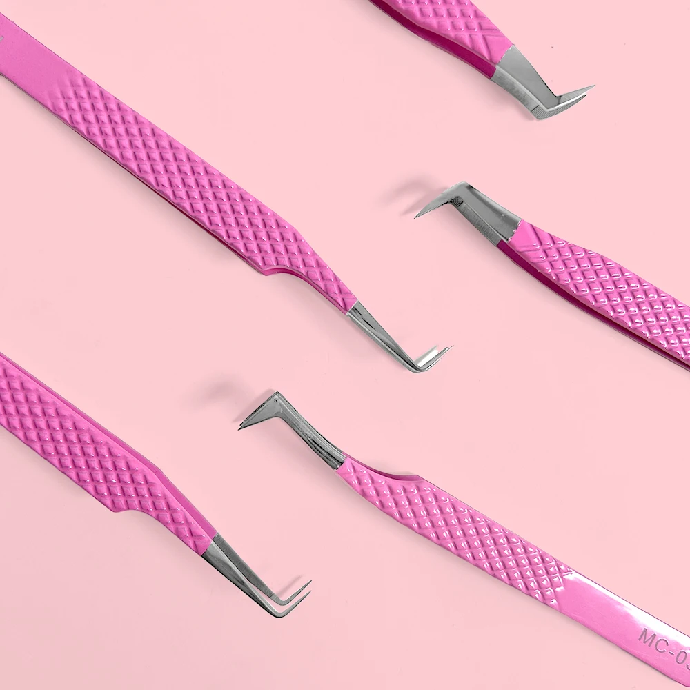 45 Degree Custom Logo Eyelash Applicator Tweezers Black Lash Tweezers Professional Eye Lash Tweezers
