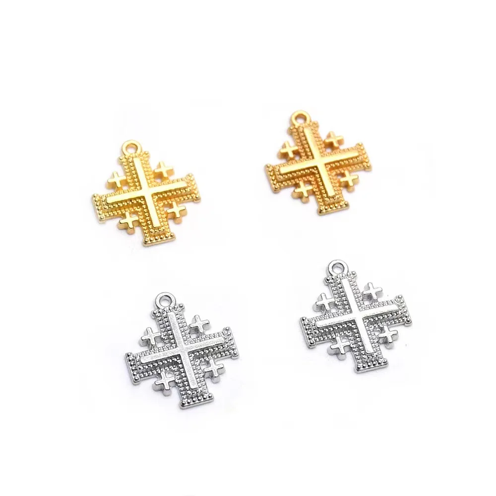 gold silver Risingmoon Zinc Alloy  Cross Religious Jerusalem DIY charm pedant Jewelry Accessories Accessory