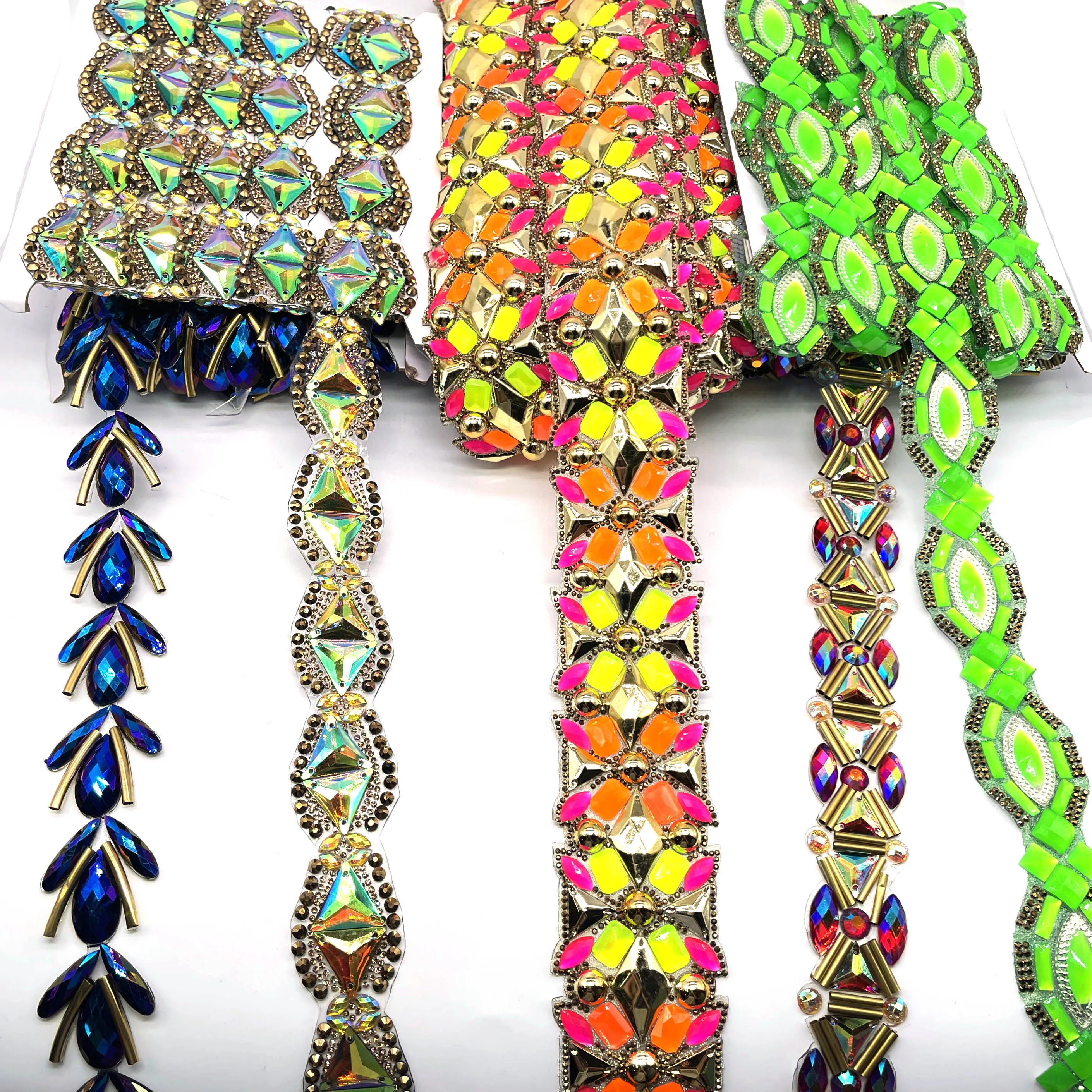 2025 Trinidad Carnival Samba Dressing Decorative Crystal Rhinestones Hot Fix Rhinestone Appliques Trims Shoes Garments Supplier