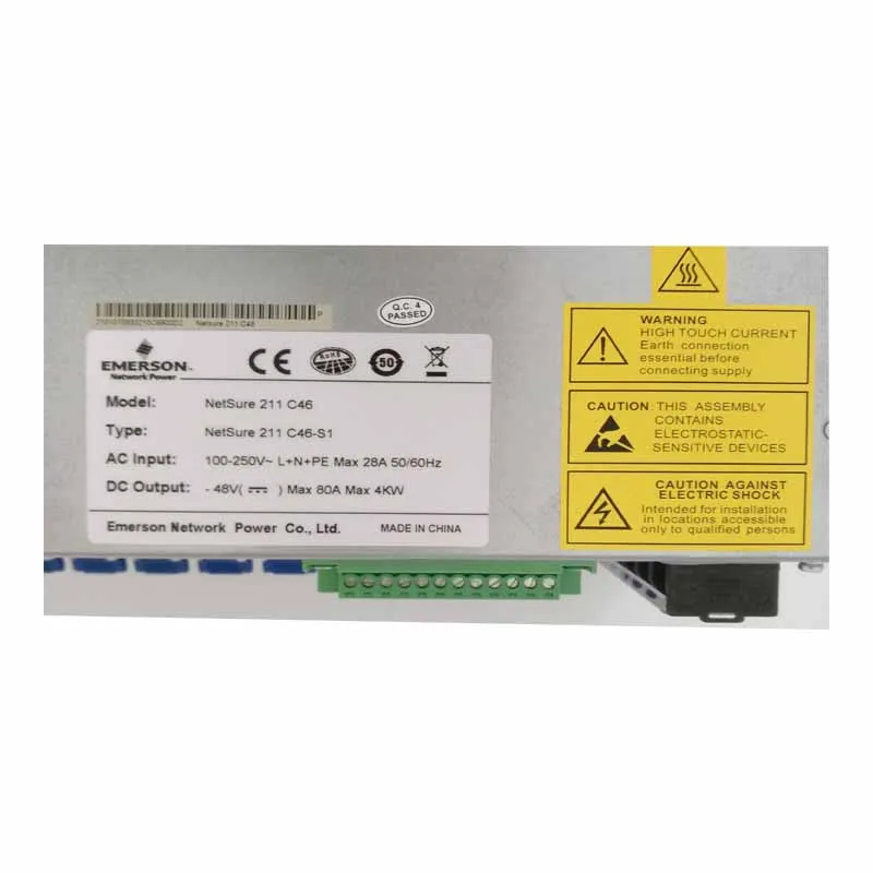 Emerson/Vertiv 48V 4KW Rectifier Systems Netsure 211 C46 Power Supply System for 5G Wireless Telecommunication Base Station
