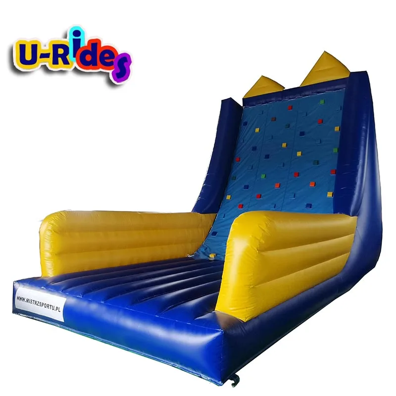 Customized  indoor training center both kid and adult  blue color air rock climbing walls inflatable rock wall