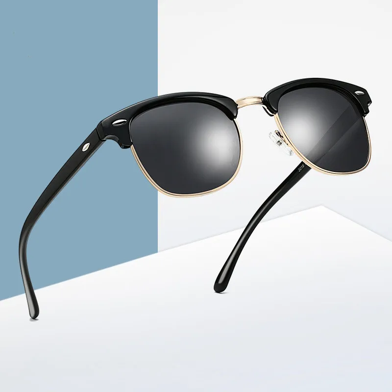 Factory Hot Sale Metal Frame sunglasses Men Women Color Filter Polarized Sports Sunglasses half frame mens vintage sunglasses