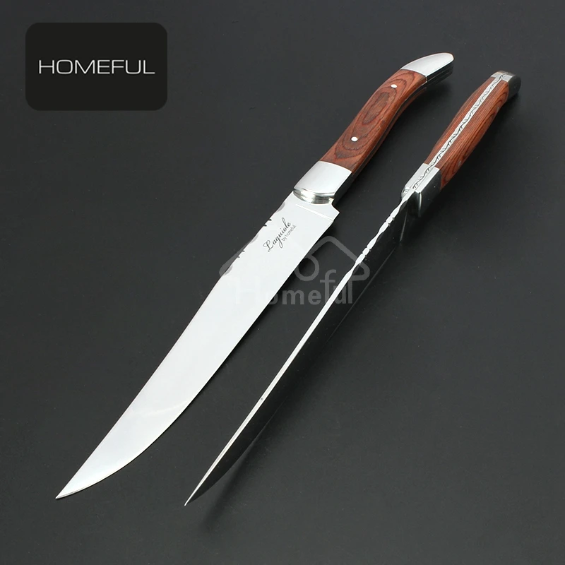 stainless steel carving knife with kitchen knife fork
