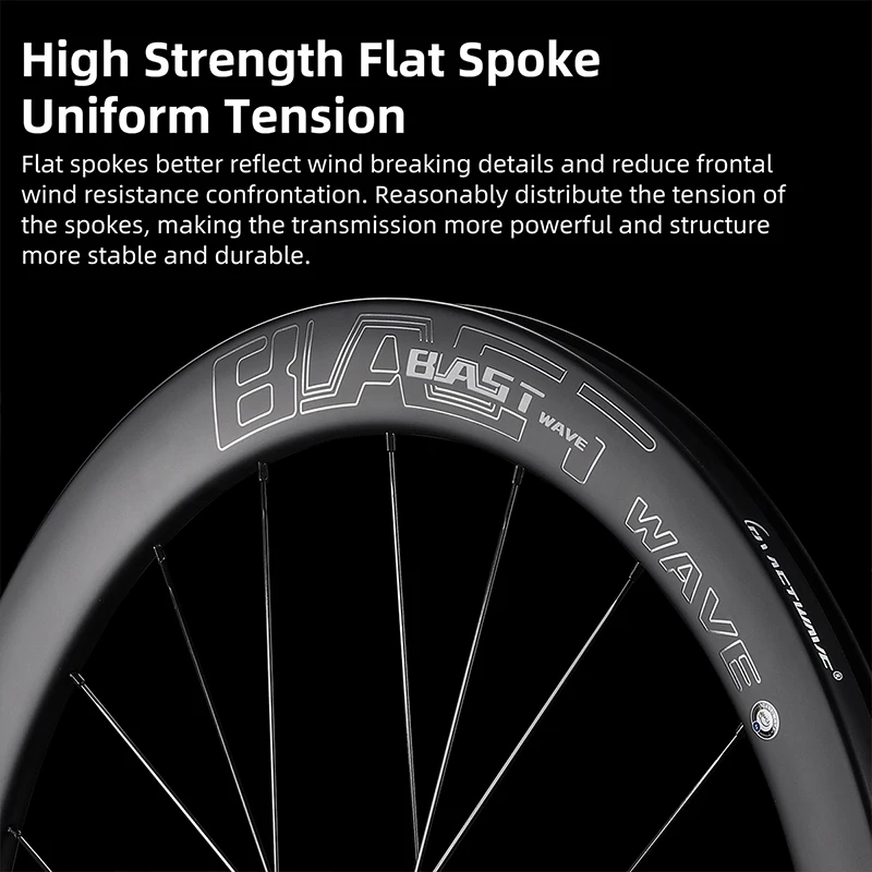 BLAST WAVE T700 Carbon Fiber Wheel Set Velocity Series Lightweight Cycling Wheel Set 38/50mm Circle Brake Plate Bike Wheel Set