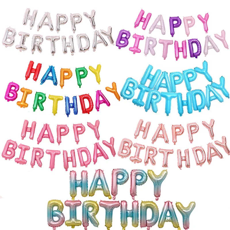 
Wholesale party decoration supplies multi colors letter ornament 16inch rose gold colorful foil happy birthday balloons 
