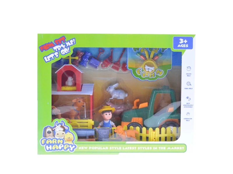 2021 New design Learning Toy Farm Animals Figures Play set & Barn House Fence,Milk Station,Included Farmers,Pig,Cow Hen & Sheep