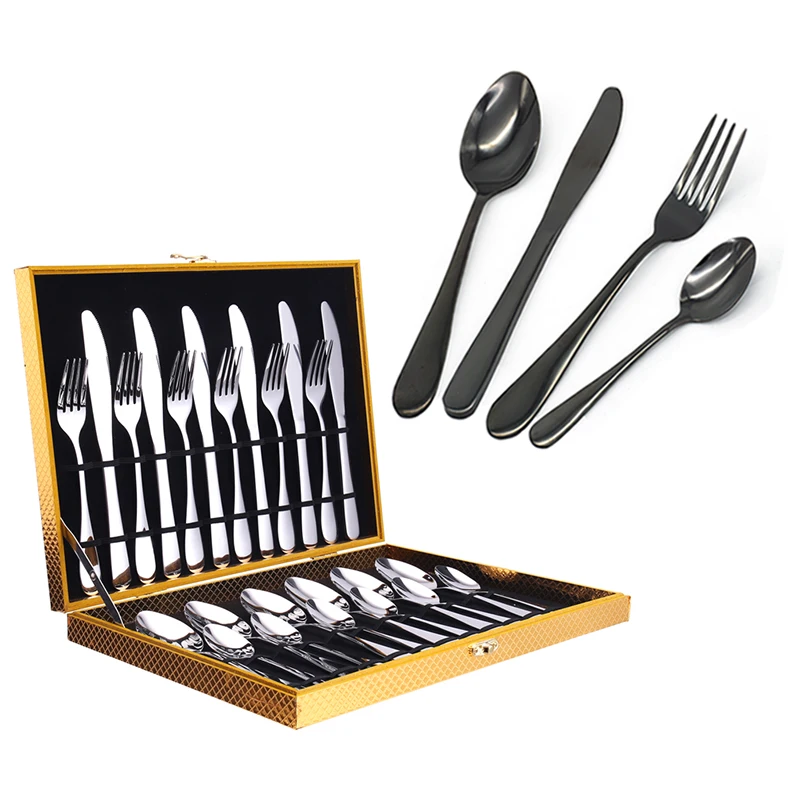 Wholesale Restaurant Hotel Cutlery Silverware Stainless Steel Flatware Set for Wedding with Gift Box Set