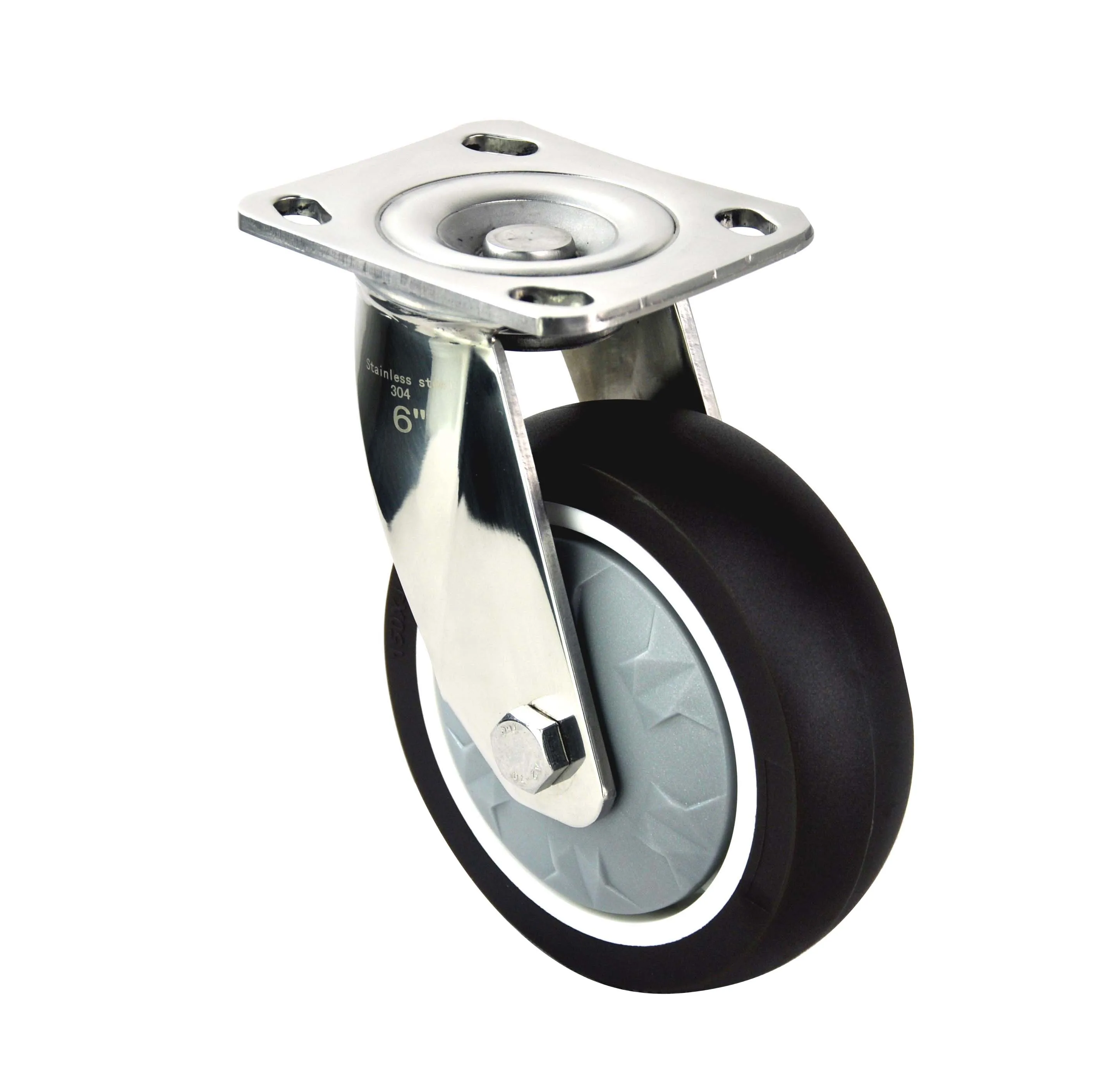
Source factory products 6X2 Swivel Mute Double ball bearing Heavy duty 304 stainless steel TPR caster wheel 