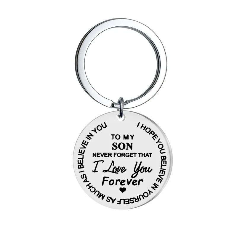 Stainless steel DIY Letter TO MY SON DAUGHTER From Mom Dad Never Forget That I Love You Forever Inspirational Gift Keychain