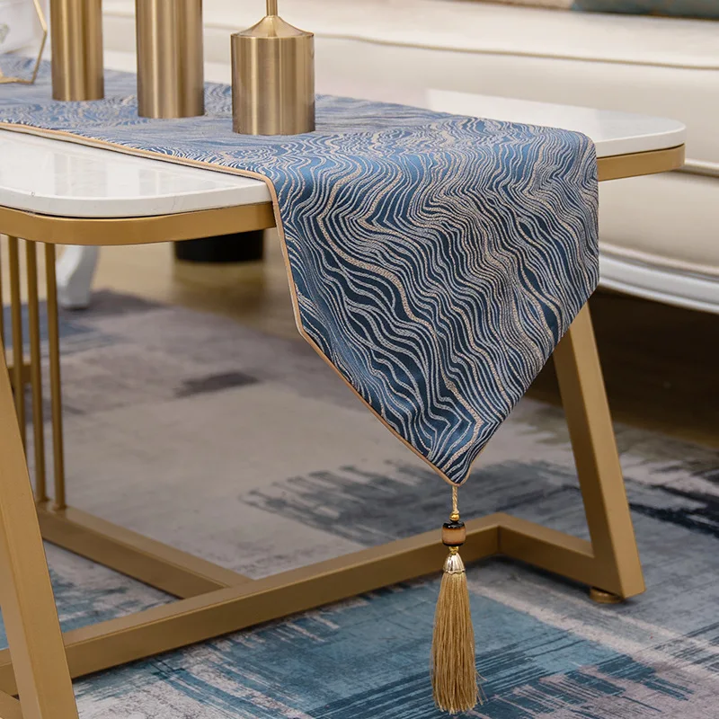 American Dining Table Table Runner Light Luxury Modern Minimalist Corrugated Washable Table Runner