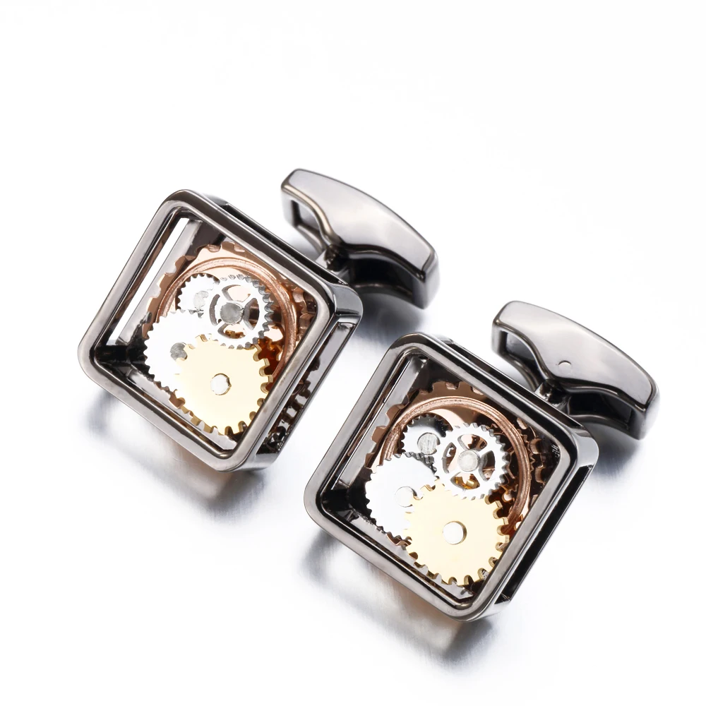Wholesale Square Steampunk Gear Cufflinks Watch Mechanism Gear Cuff links for men Formal Business Wedding Festival Gift