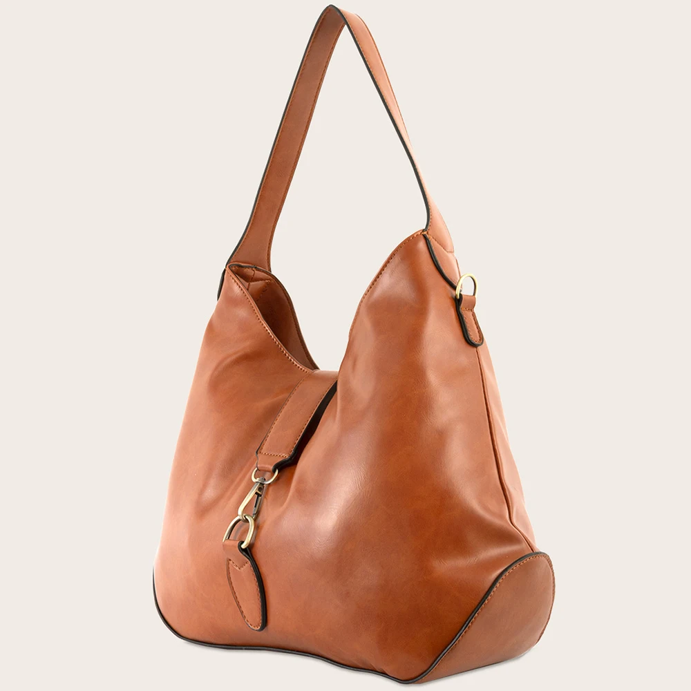 Hot sale Hasp PU leather bucket bottom bag women vintage brown handbag / purse
