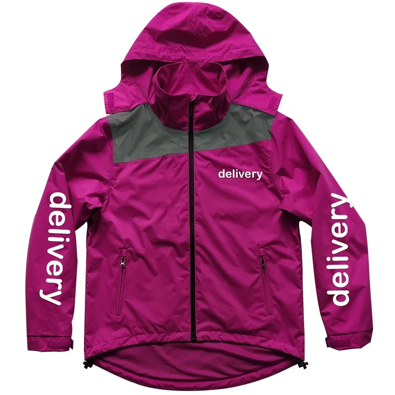 China Factory Direct Bespoke Food Delivery Uniforms for Rider Waterproof Cycling Jacket Raincoat Custom Logo Label