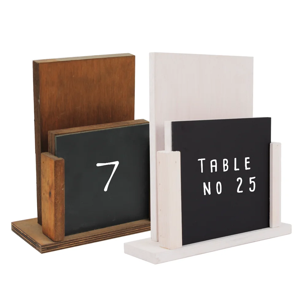 Custom Logo Wooden Mini table Menu Holder with Chalk Board for Restaurant