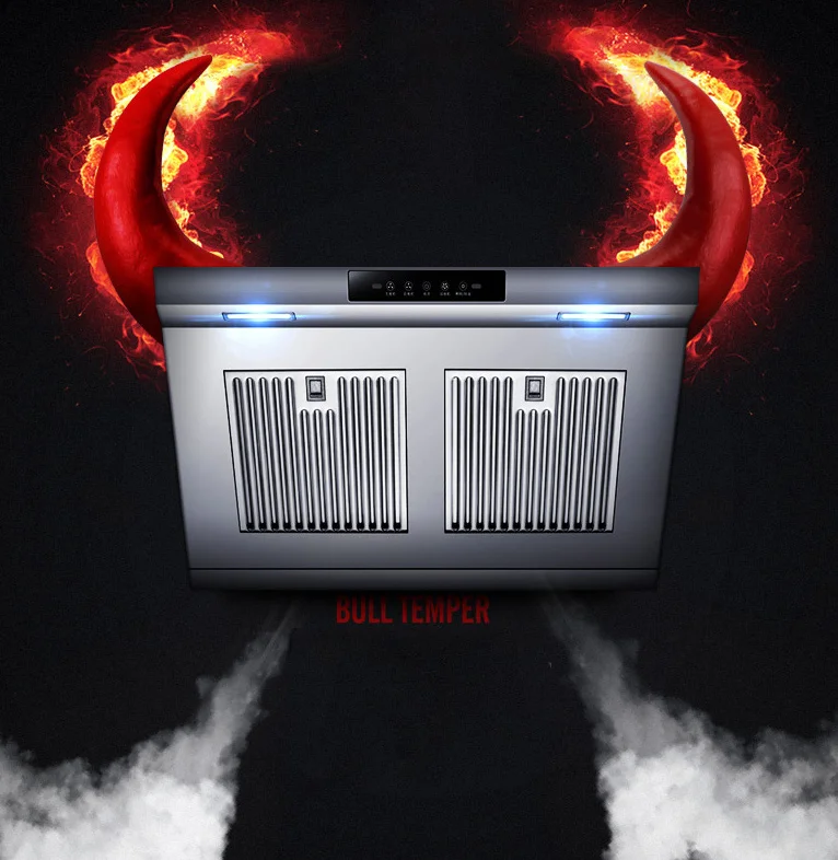 Высокое качество из нержавеющей стали двойной мотор Диапазон вытяжки Бытовой Высокой Всасывания сторона всасывания кухня