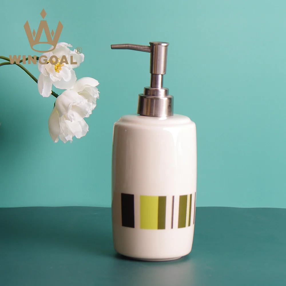 European embossed white porcelain hand sanitizer bottle 280ml wholesale bathroom embossed white porcelain press bottle wholesale