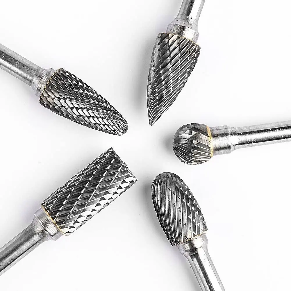 Hot Sale Manufacturer Double Cut 10pcs 1/4 Inch Shank Diameter 6mm 6.35mm Rotary File Burring Tools Tungsten Carbide Burr Set