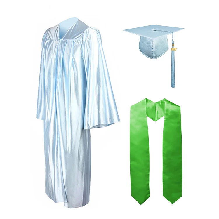 High School Shiny Graduation Cap and Gown Sets