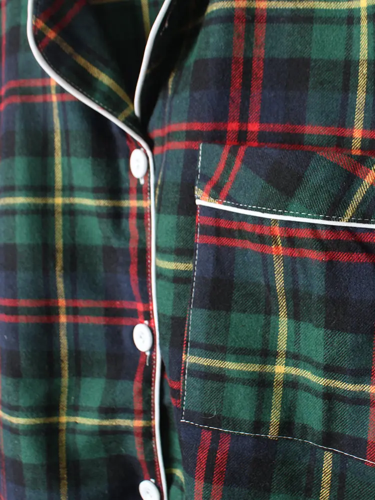 Bangladesh Factory wholesale Women Pajamas Long Sets Cotton Plaid Home Cotton Sleepwear