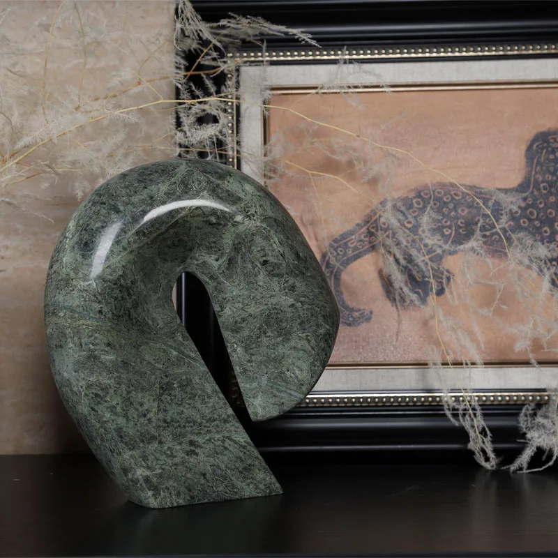 Modern very simple light luxury marble geometric carving nameless model room bedroom cloakroom dressing table decoration