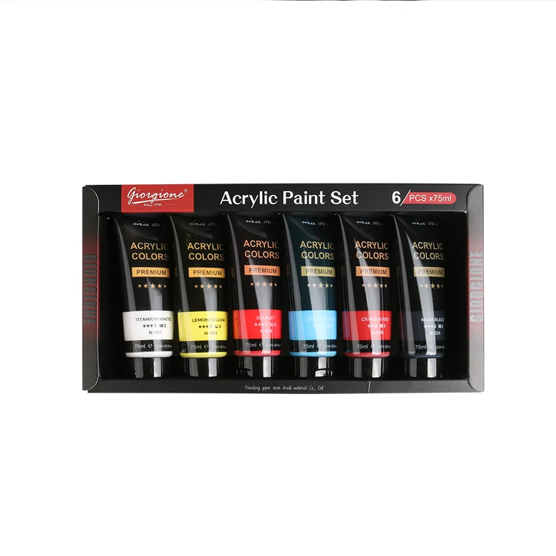 Giorgione Acrylic Paint 75ML Waterproof Acrylic Paint Children Hobby Painters Students Painting Wooden Canvas Stones Artists