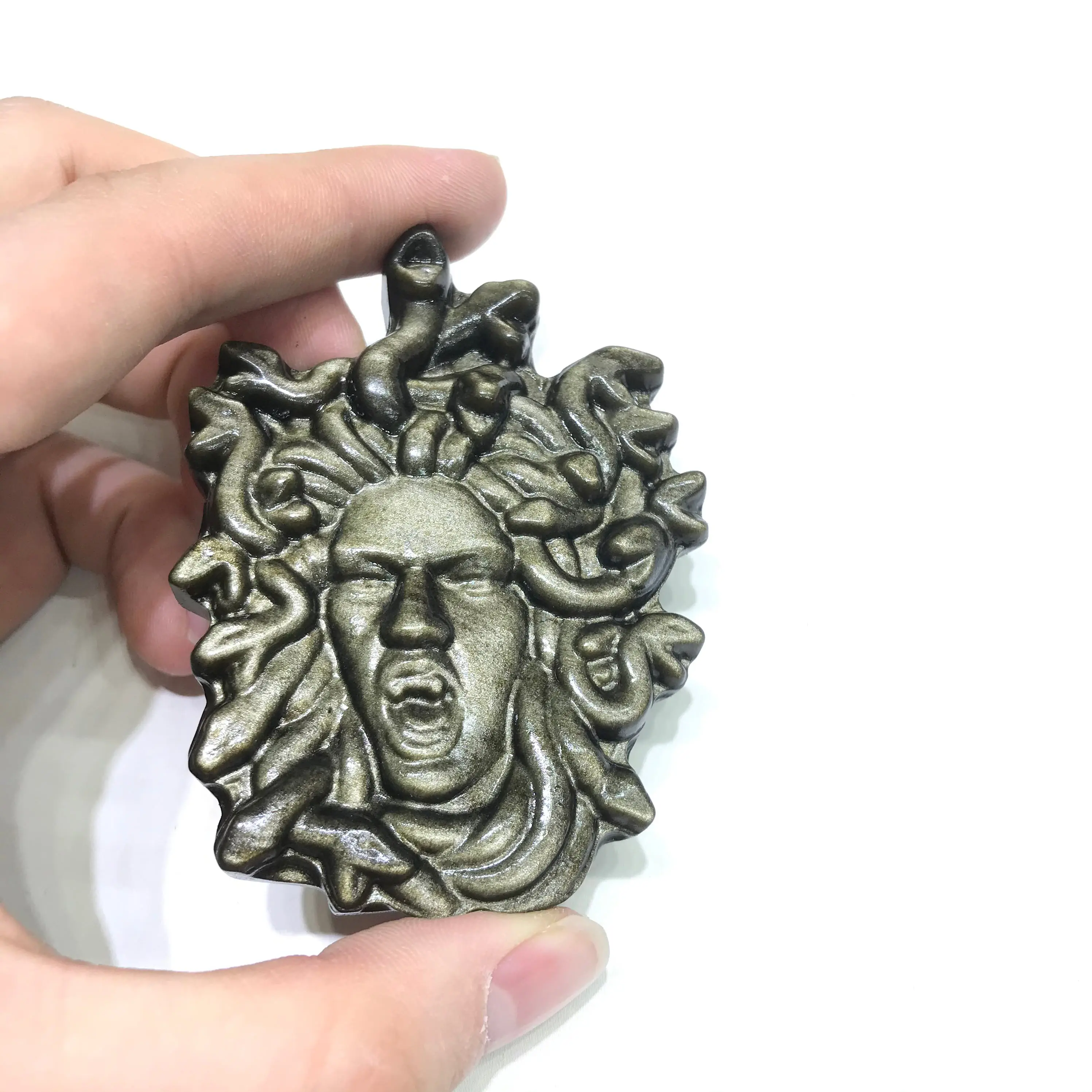 Naturali High Quality Golden Silver Obsidian Crystal Spider Scorpion Medusa For Pendant Decoration