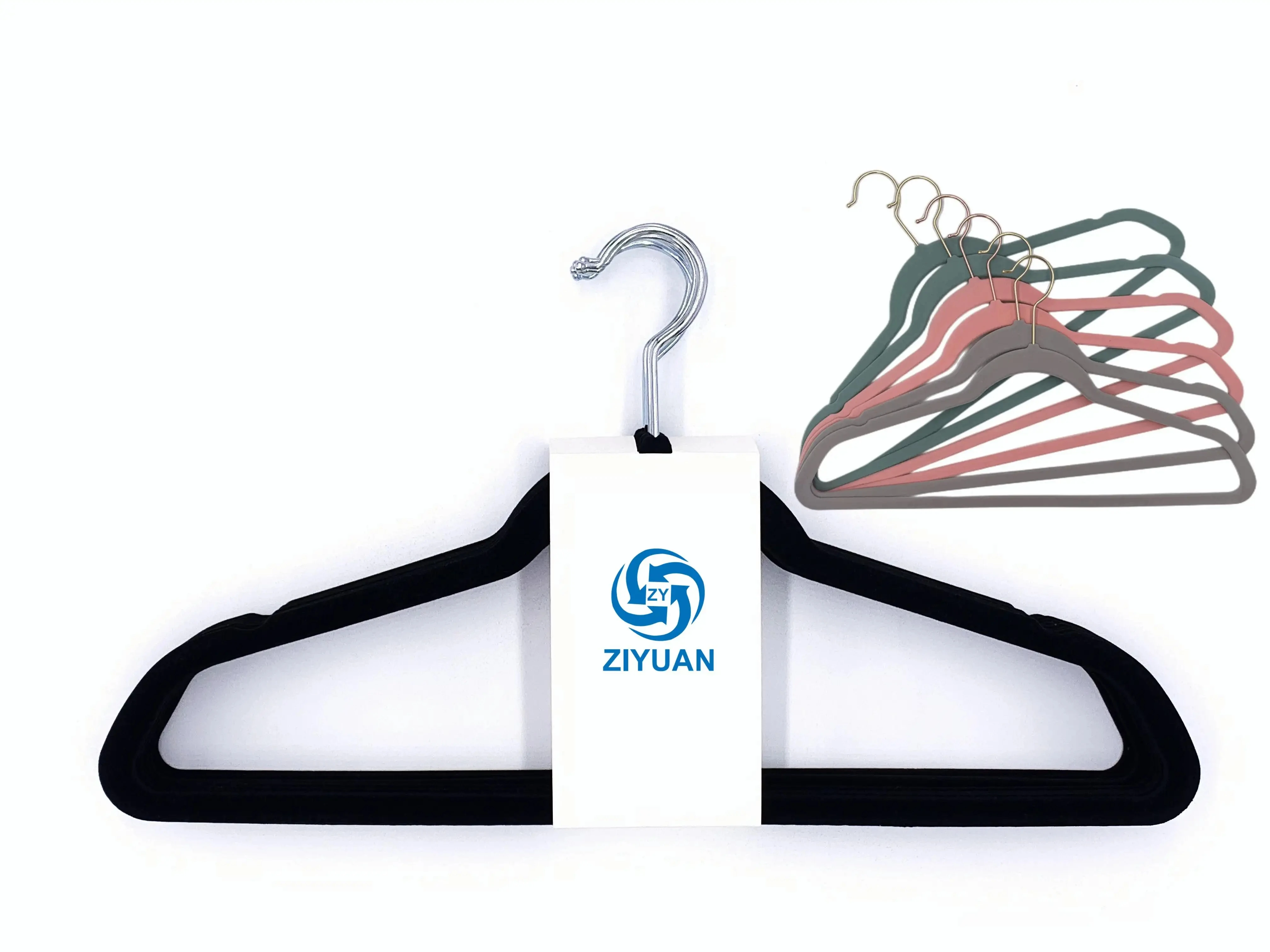 Sell Well New Type Velvet Coated Hangers Black Flock Coat Suit Hanger Luxury Velvet Hangers