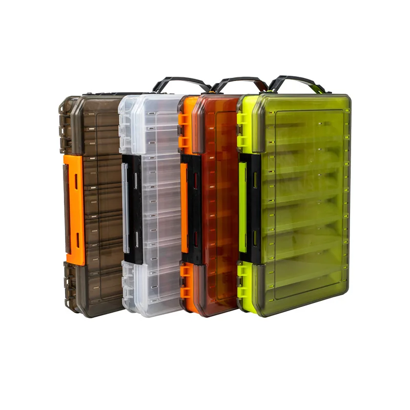 Fishing Double Sided Thickened High Strength Fishing Box 14 Compartments Squid Bait Lure Hook  Boxes Storage  Fishing Tackle