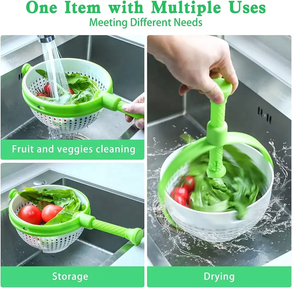 Plastic Vegetable Fruit Salad Spinner Lettuce Greens Washer Household Dry Washing Drain Basket