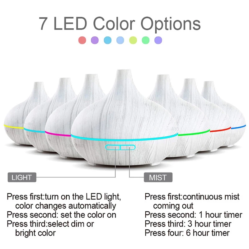 Hot 550ml Wood Grain oil diffusor Aroma Essential Oil Diffuser Wooden Ultrasonic fragrance Air Humidifier with remote control