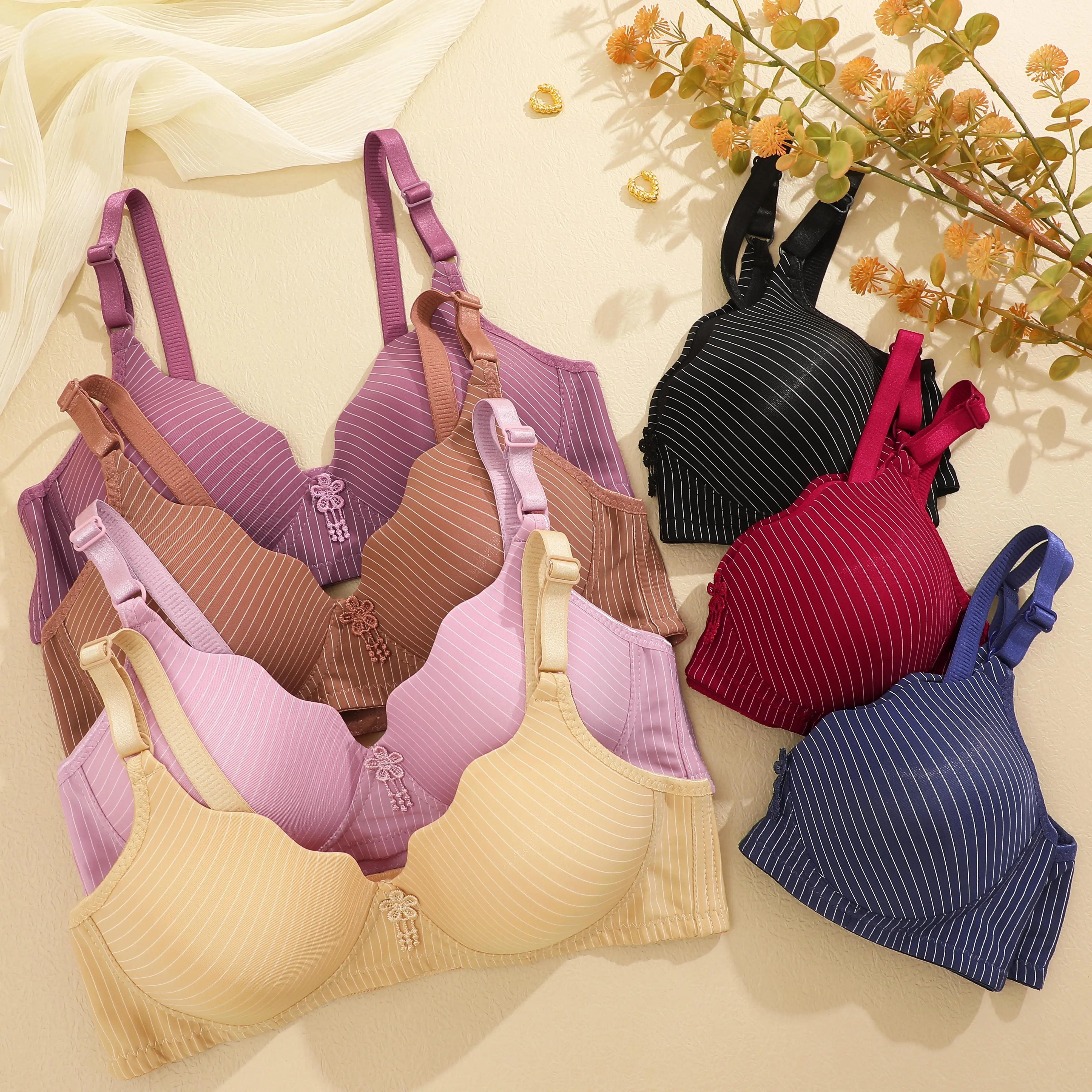 FINETOO 2024 Large Size Women Seamless Bra Girls Gather Push-up Lingeries Ladies Back Button Bras Female Comfortable Underwear