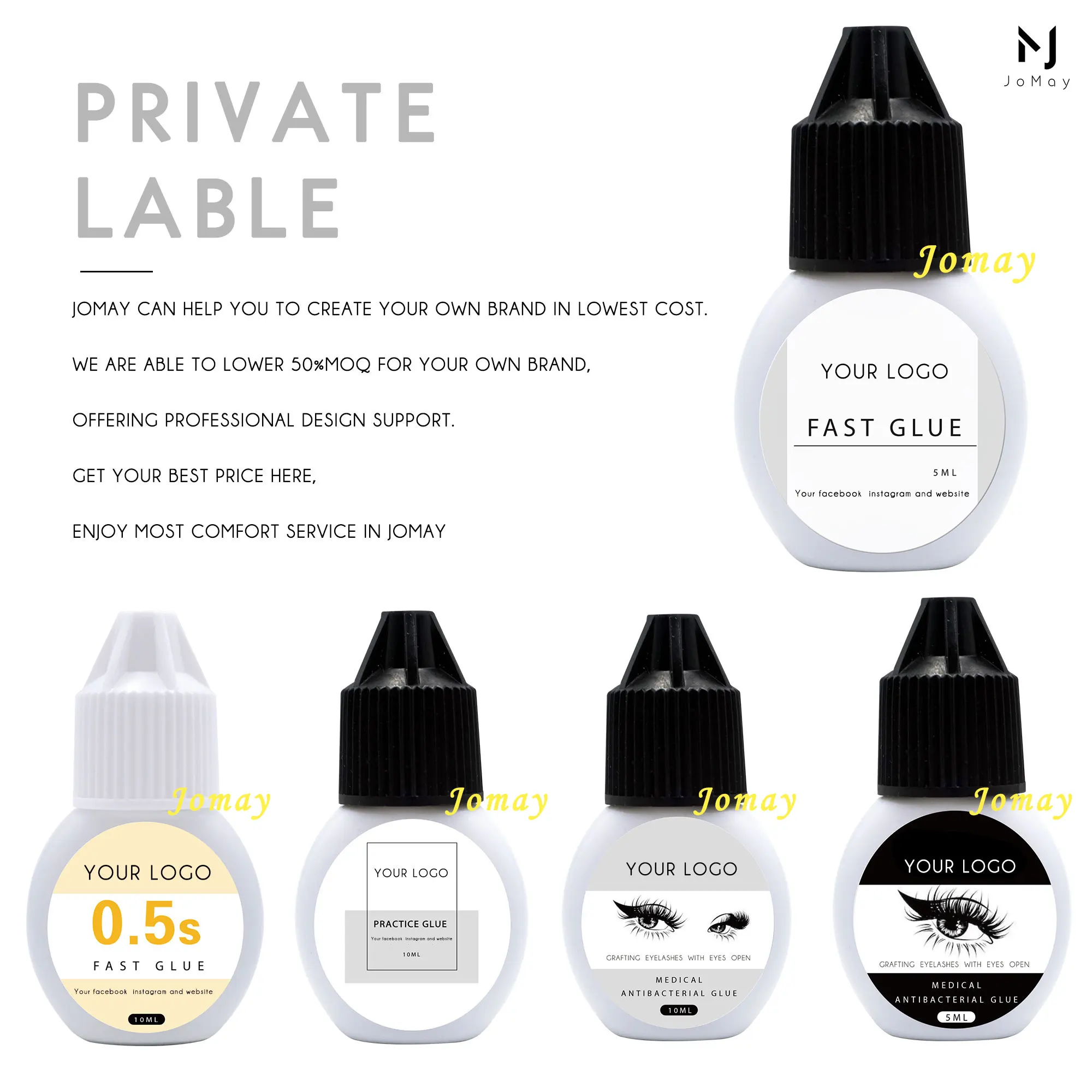 JTFIL private label custom waterproof super bonder eyelash extension glue sensitive