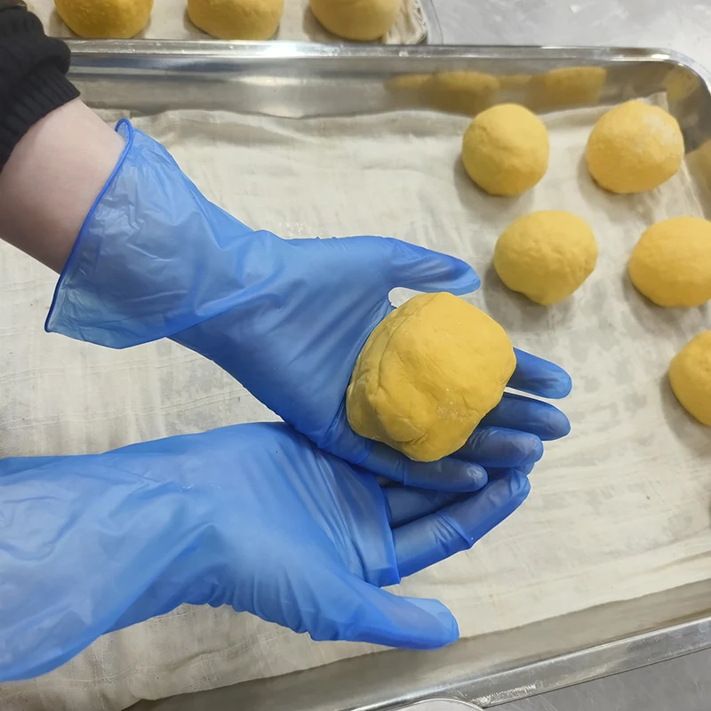 Food Processing Cleaning Safety Black Blue Vinyl Gloves