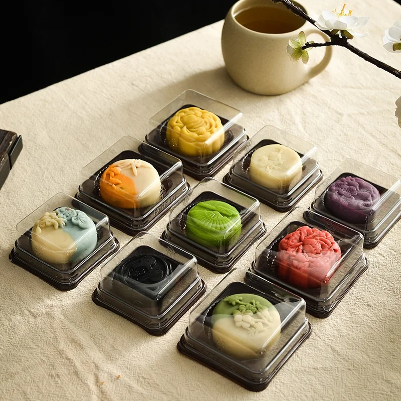Thickened Wide Edge 50g 80g Mooncake Plastic Box Mid Autumn Mooncake Packaging Square Tray