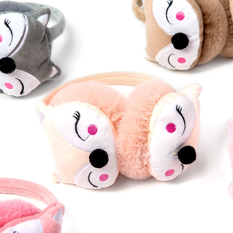 Cute Smile Fox Pattern Earmuffs Headband Ear Warmer For Autumn Winter Plush Ear Protection