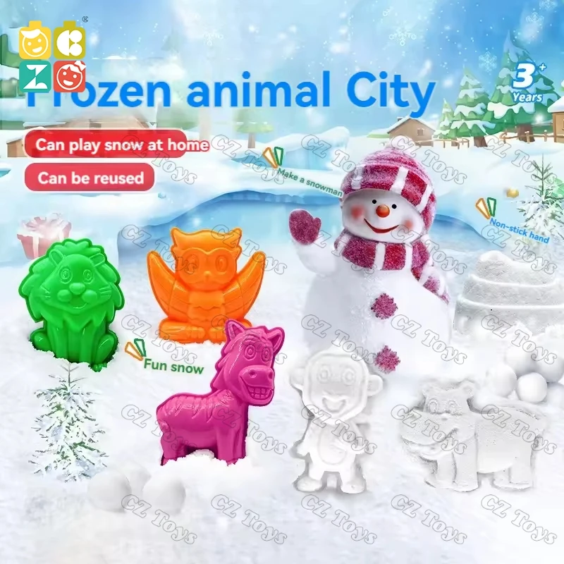 Factory prices Christmas gift Simulated Snow Play set for Kids Toy Animals Sand Castle Toys for Beach Winter Snow Toys