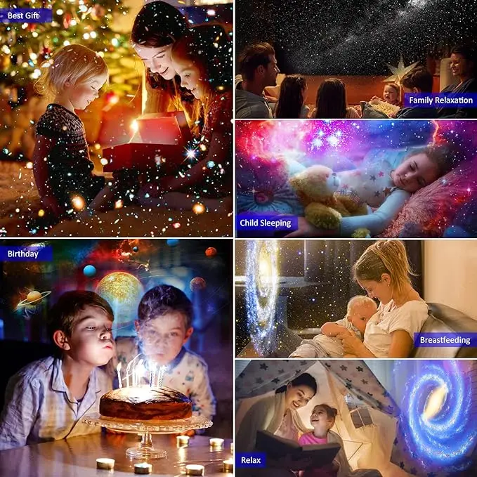 Star Planetarium Projector for Bedroom Ultra Clear Galaxy Night Light with 4K Replaceable 13 Galaxy Discs 360 Rotation Real Sky