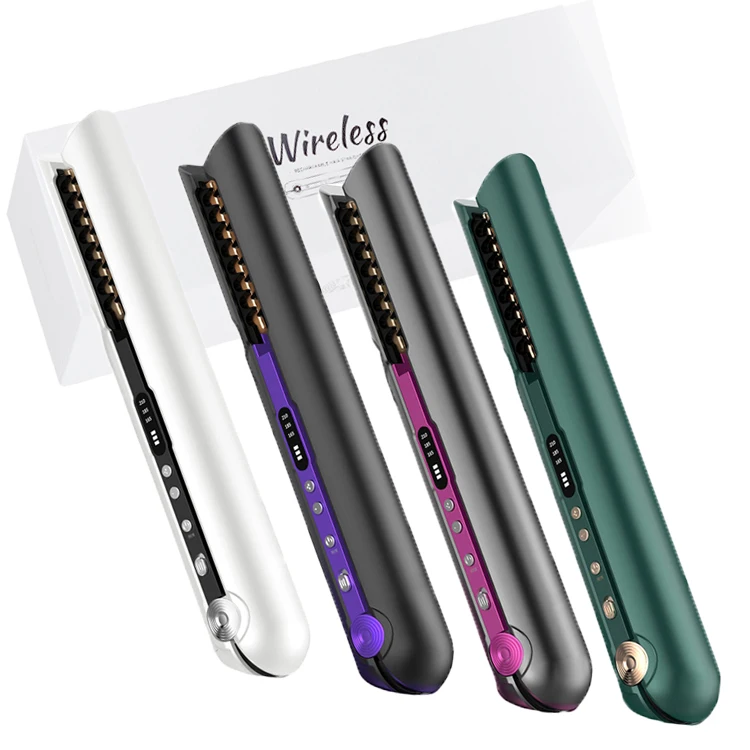 wireless flat iron Ceramic flatiron usb chargeable cordless hair straightener and curler 2 in brush straightener without wire