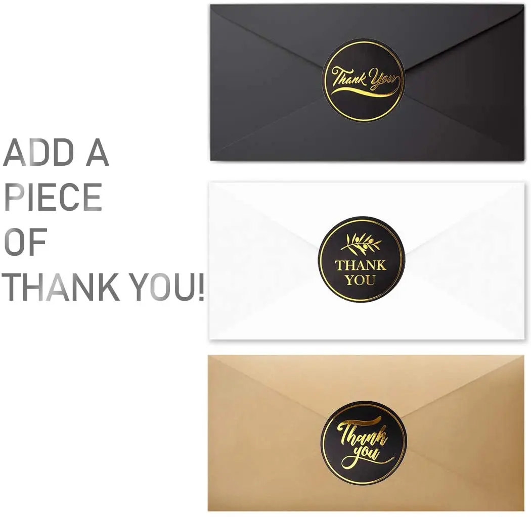 Лидер продаж; Золотые пользовательские умереть вырезать с круглым носком из водонепроницаемого материала 2 дюймов содержание упаковки декоративные этикетки спасибо стикер