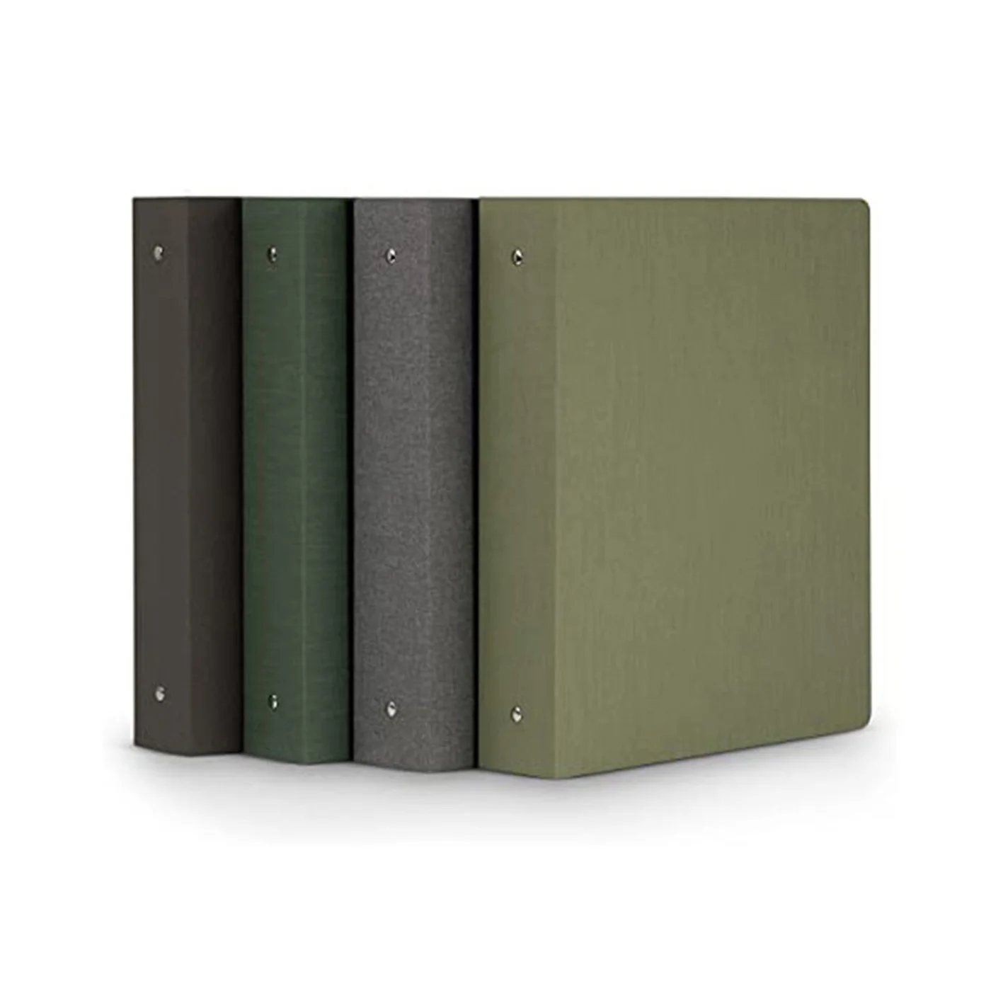 Wholesale Forest Green A4 Linen Fabric Document File Folder A4 Custom Logo Size 3 Ring Binder Folder leather padfolio