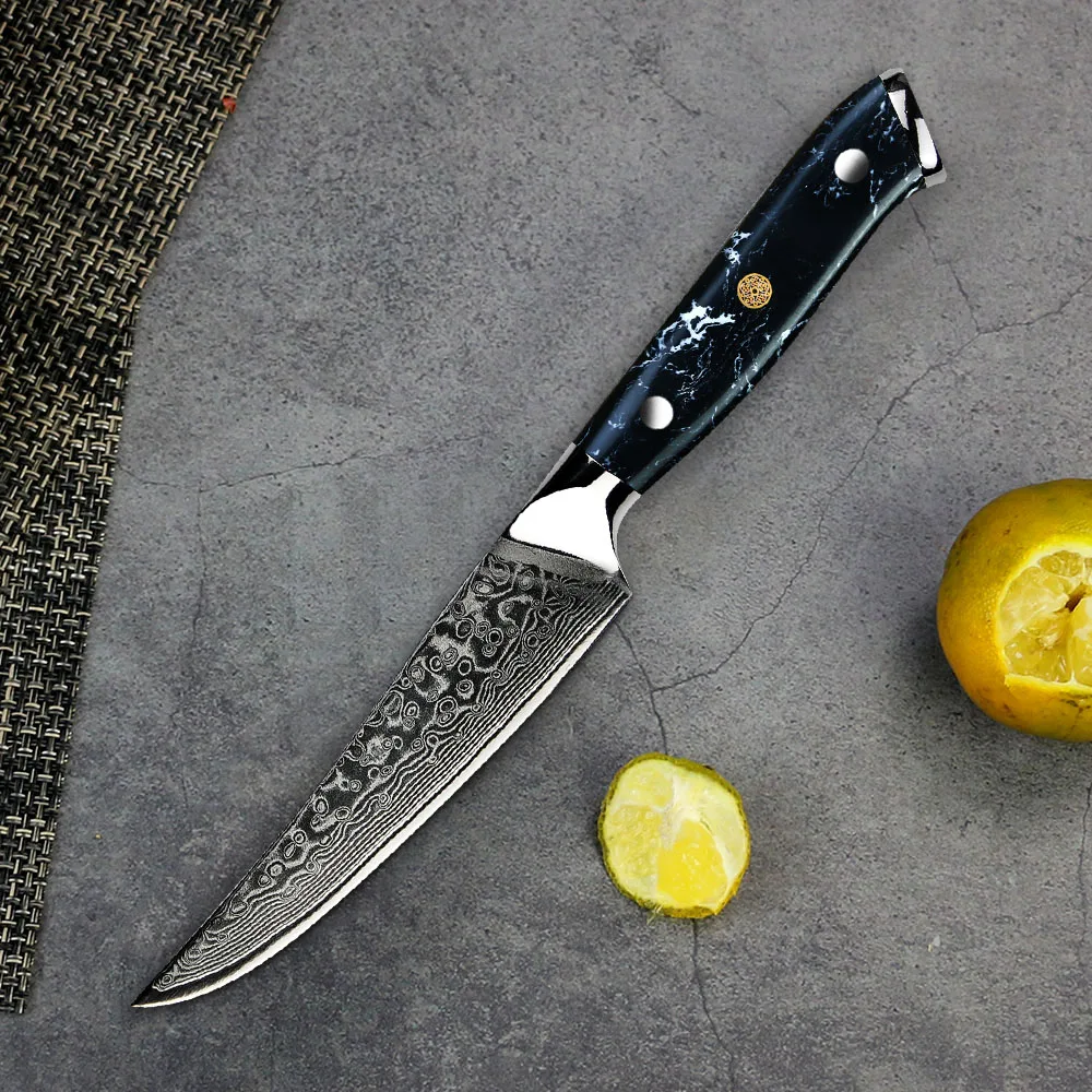 4 pcs Turquoise black Stone Handle Damascus Steel Kitchen steak Knife set