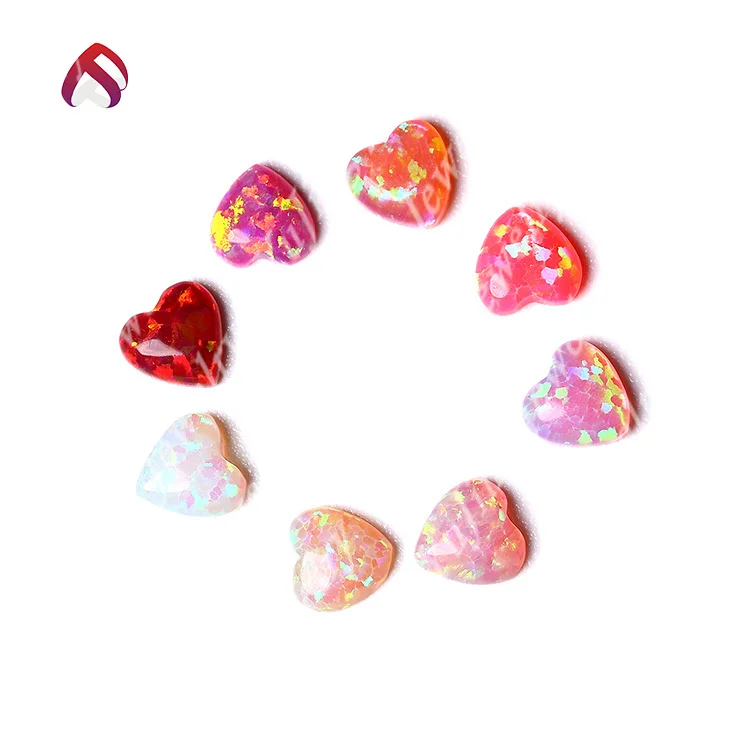 heart shape Opal Stone Customized Wholesale Price Lab shape Opal jewelry synthetic opal  lab created