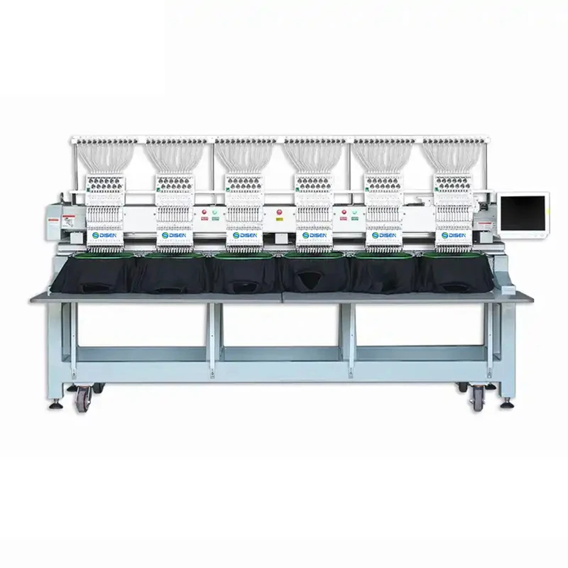 New 6 Heads 12 Pin Color Embroider Machinery Six Head Computerized Clothing Tshirt Cap Embroidery Machine 6heads