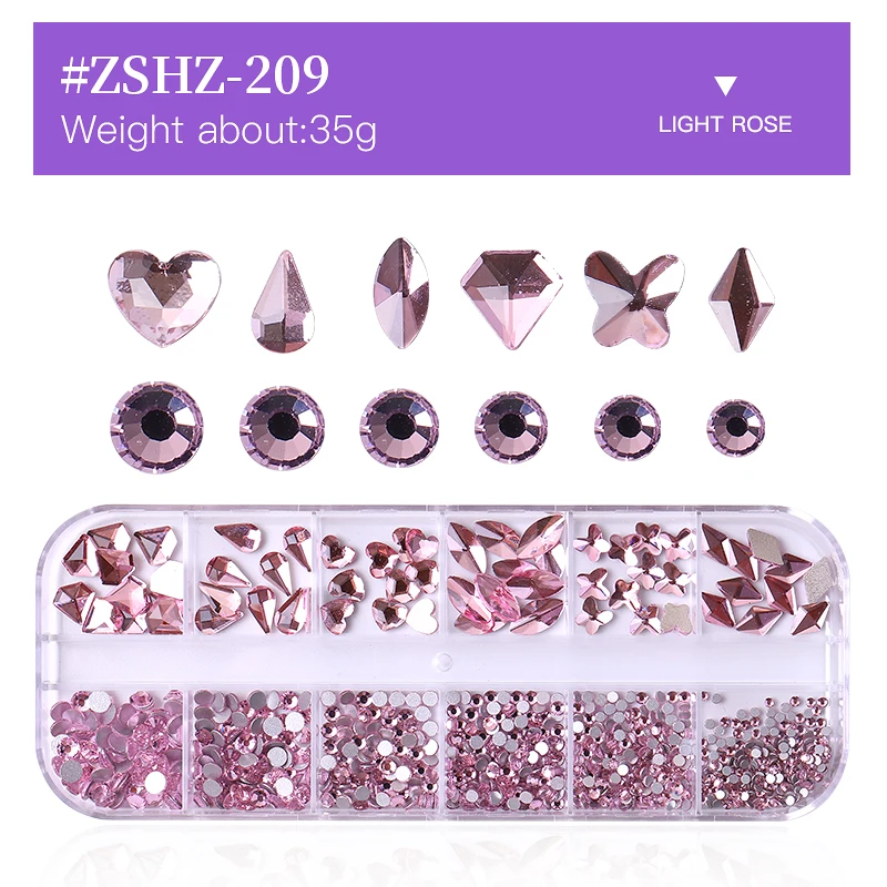 New Colors Crystal AB Rhinestones Nail Art Decorations Mixed Size Aurora Shiny Flat Back Nail Stones Box Kit Accessories