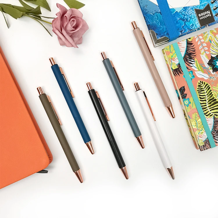 Promotional Custom Logo Plastic Multicolor Ballpoint Pen Blue Disposable Leather Bulk Custom Fishc Rubber Brown Wholesale