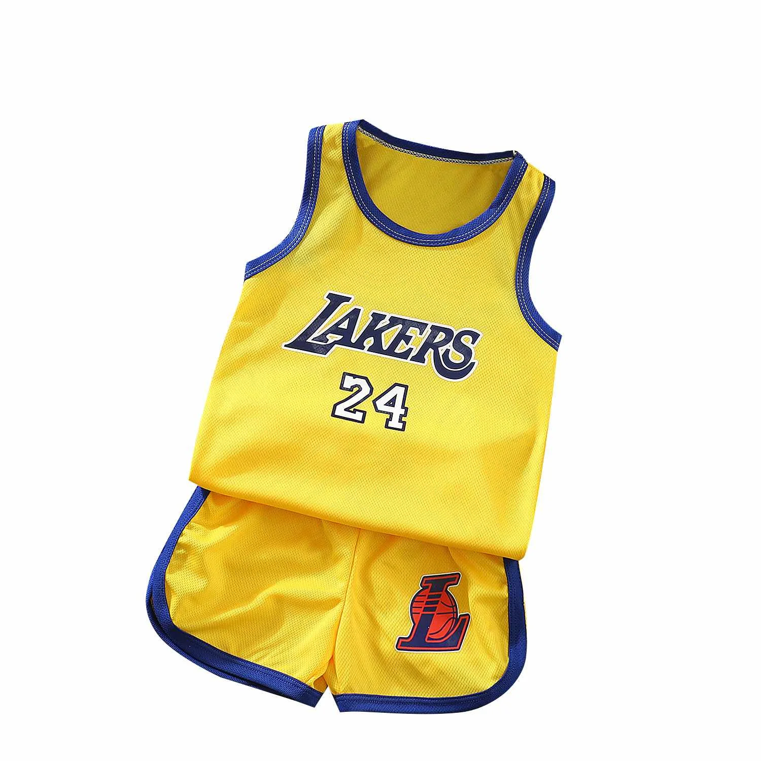 
Custom logo latest sports jersey design team sets t-shirts kids basketball sets 