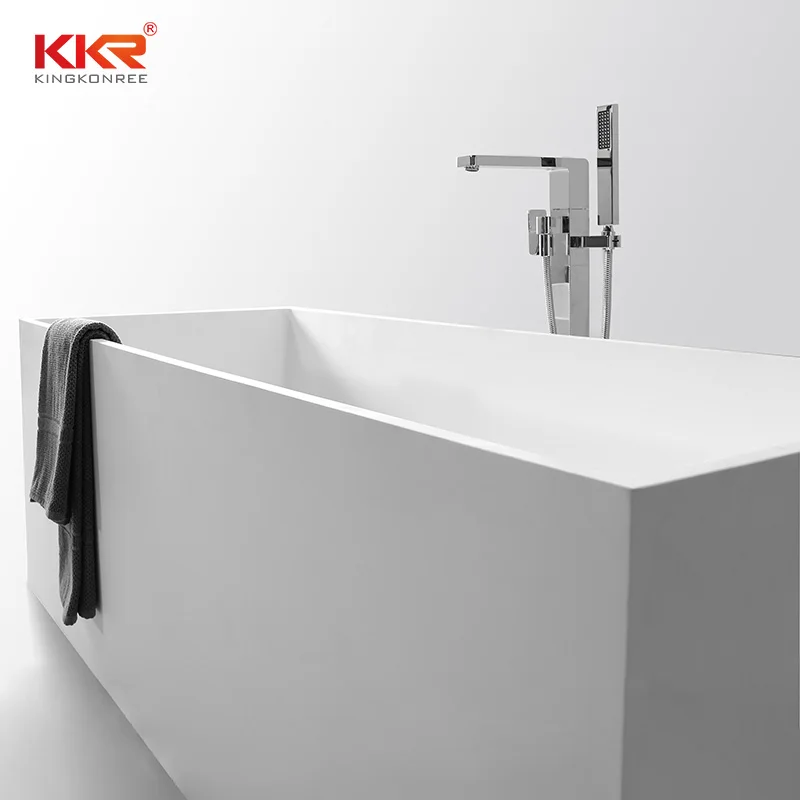 KKR White Matte Stone Resin Bath Tub Solid Surface Bathtubs