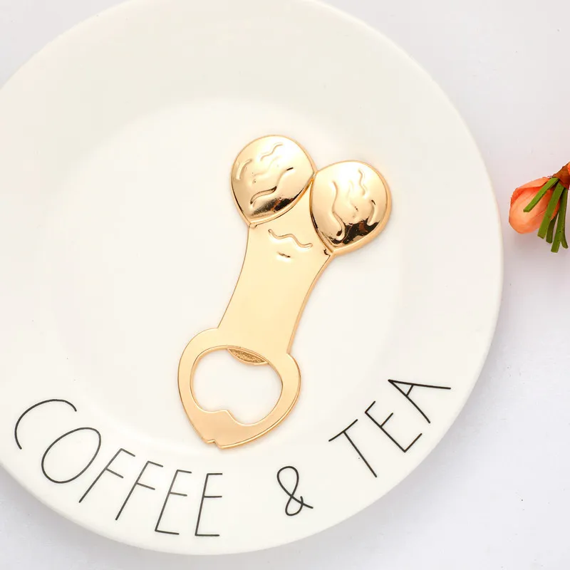 Creative Golden Plated Bottle Opener Bachelorette Favors Gifts Penis Shaped Bottle Opener For Guests