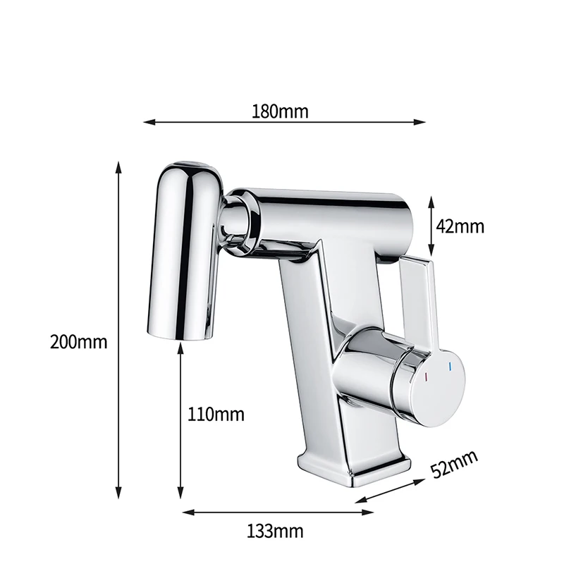 Chrome Pull Out Basin Faucet Multifunctional 3 Mode Sprayer Nozzle Brass Bathroom Hot and Cold Water Sink Mixer Tap