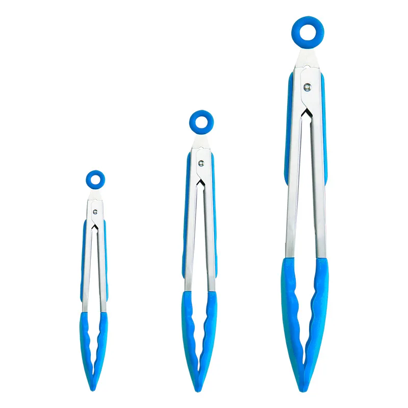 Non Slip Silicone Smart Gadgets Stainless Steel Cooking Utensils Food Steak Bread Clamp Barbecue Tongs